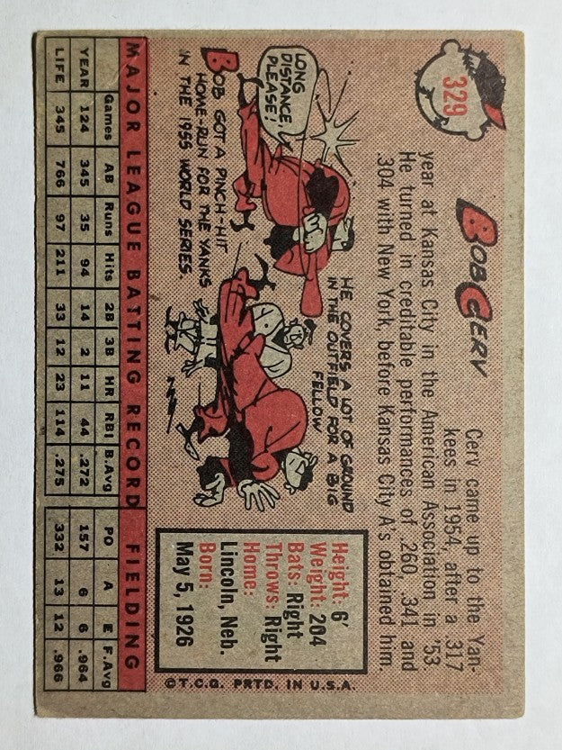 1958 Topps #329 Bob Cerv (VG)