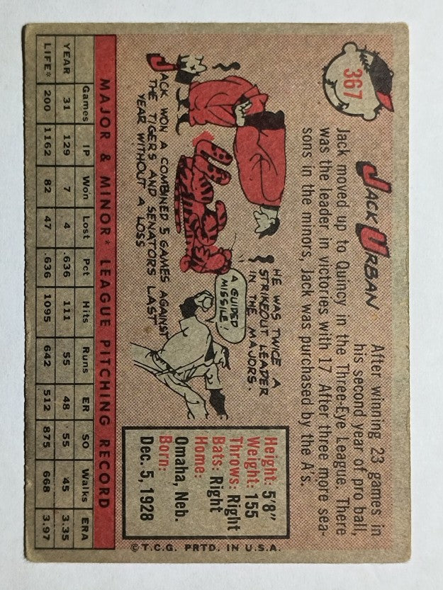 1958 Topps #367 Jack Urban RC (VGEX)