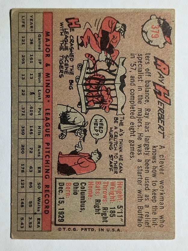 1958 Topps #379 Ray Herbert (VG)
