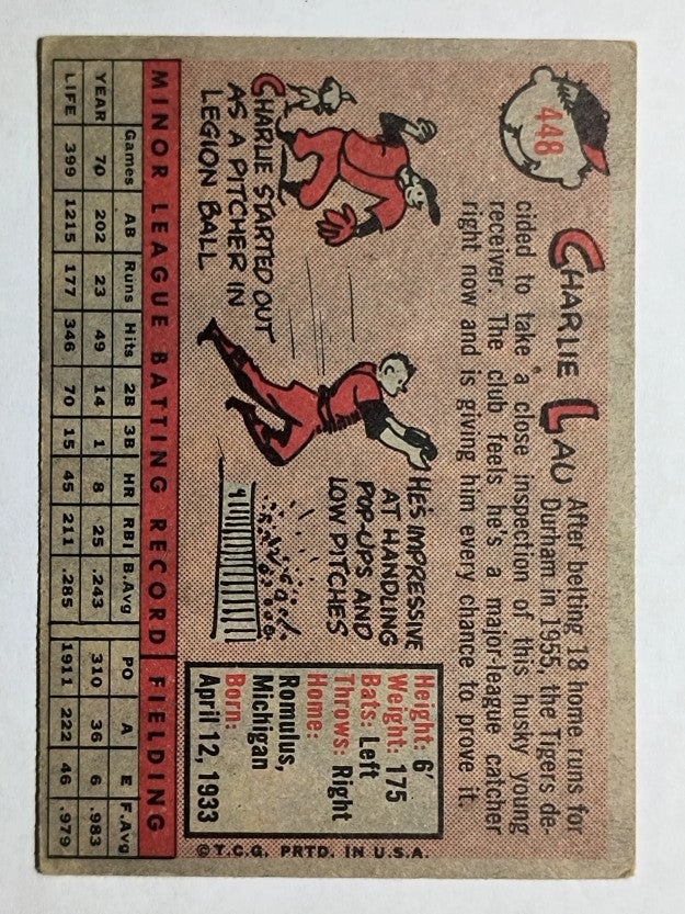 1958 Topps #448 Charlie Lau RC (VG)