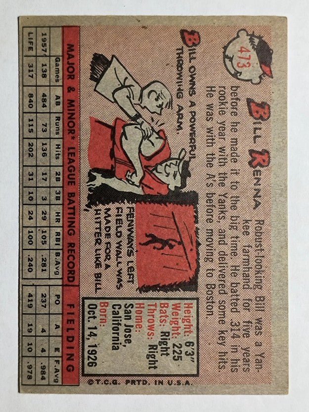 1958 Topps #473 Bill Renna (EX)