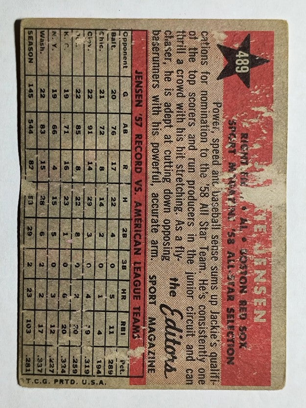 1958 Topps #489 Jackie Jensen AS (POOR)