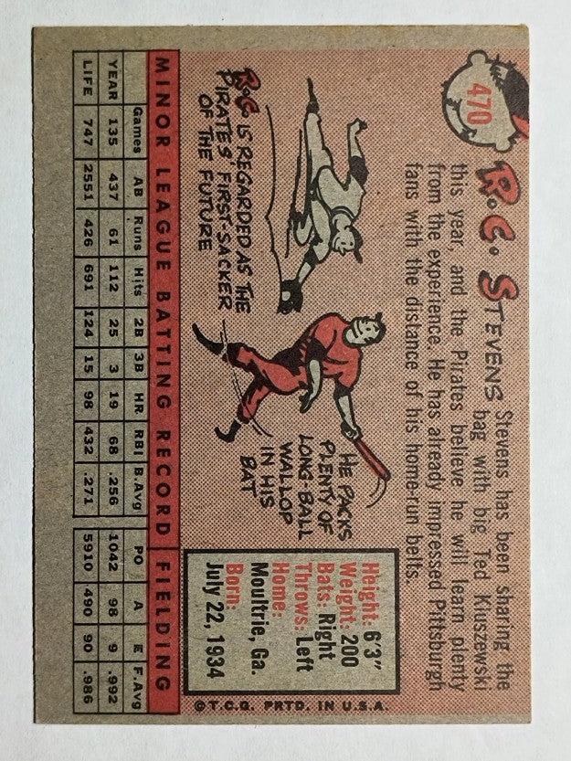 1958 Topps #470 R.C. Stevens RC (EX)
