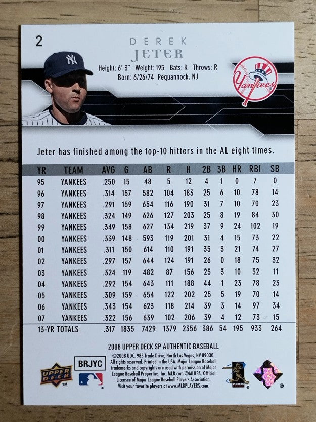 2008 SP Authentic #2 Derek Jeter