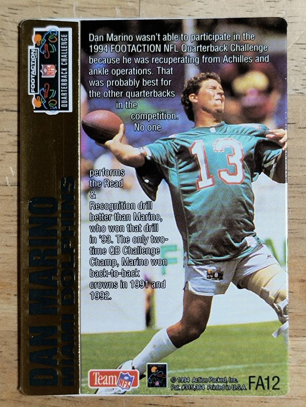 1994 Action Packed Quarterback Challenge #FA12 Dan Marino