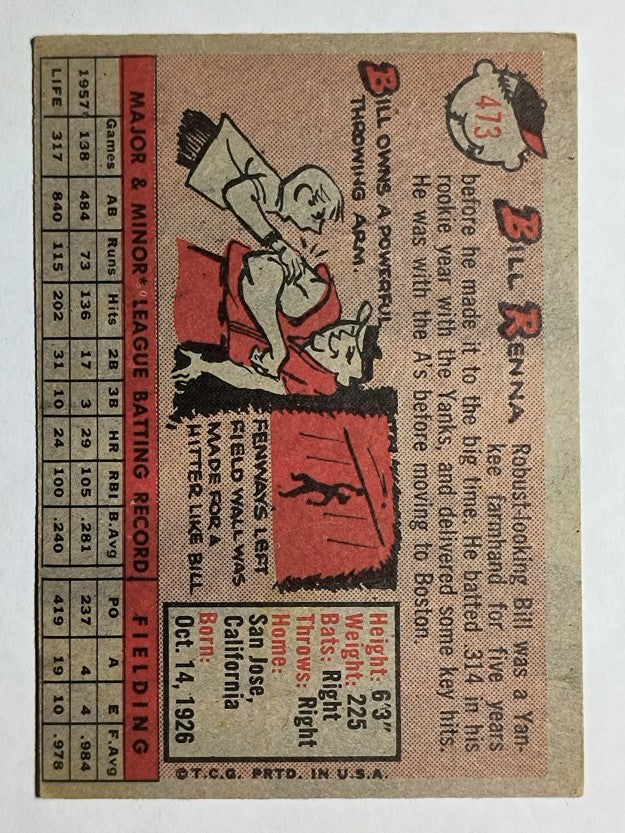 1958 Topps #473 Bill Renna (EX)