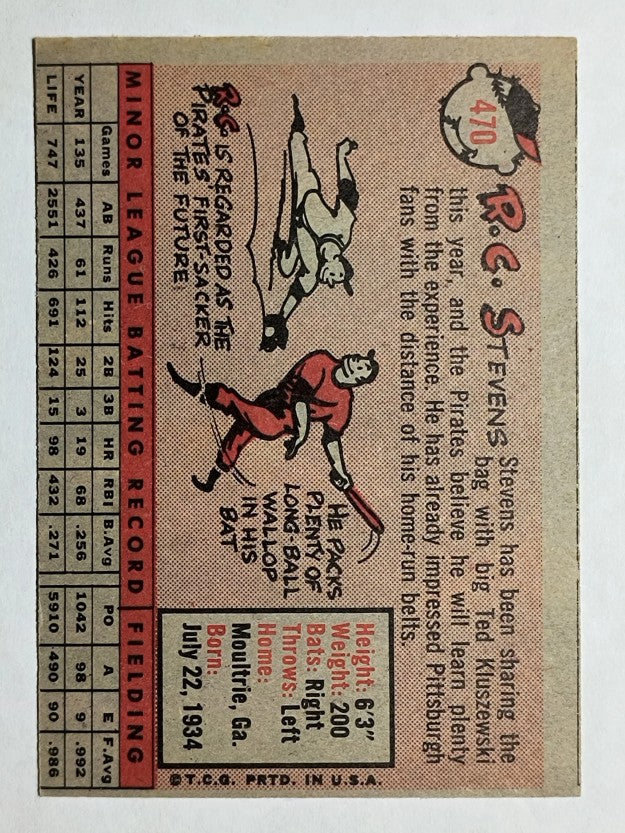 1958 Topps #470 R.C. Stevens RC (EX)