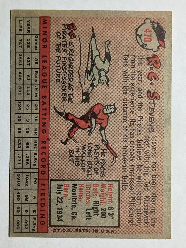 1958 Topps #470 R.C. Stevens RC (EXMT)