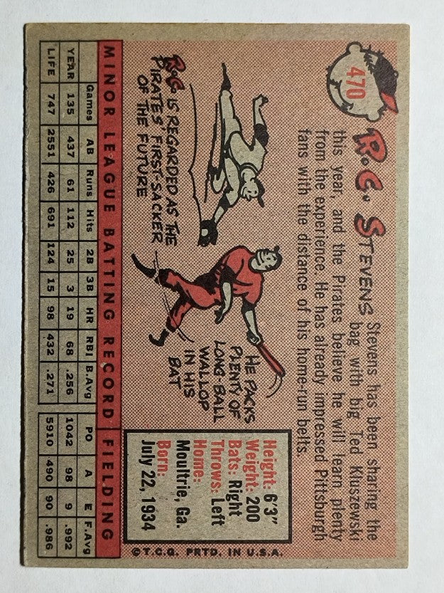 1958 Topps #470 R.C. Stevens RC (VG)