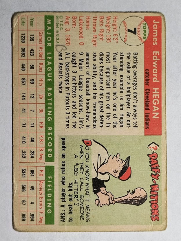 1955 Topps #7 Jim Hegan (GOOD)