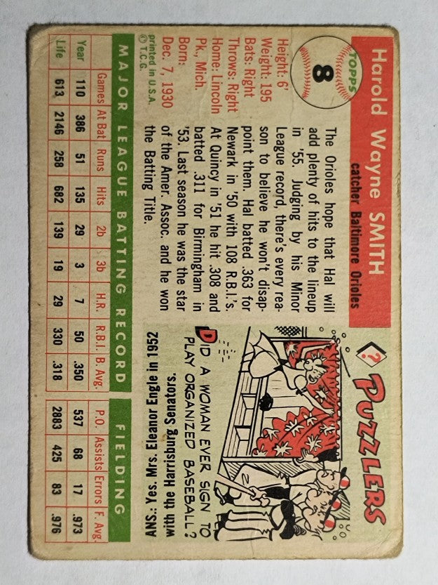 1955 Topps #8 Harold Smith RC (VG)