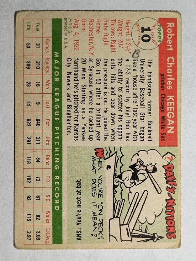 1955 Topps #10 Bob Keegan (VG)