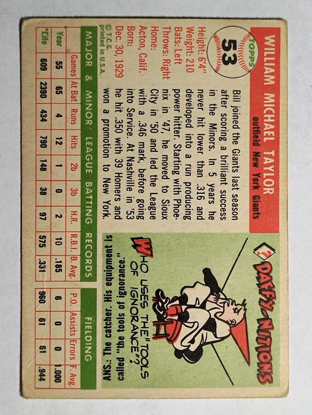 1955 Topps #53 Bill Taylor (VG)
