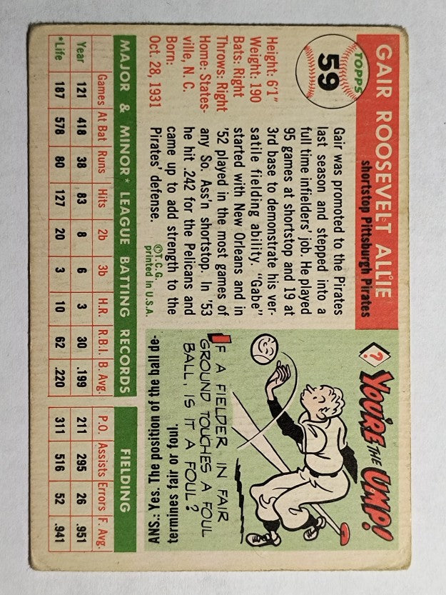 1955 Topps #59 Gair Allie (VG)