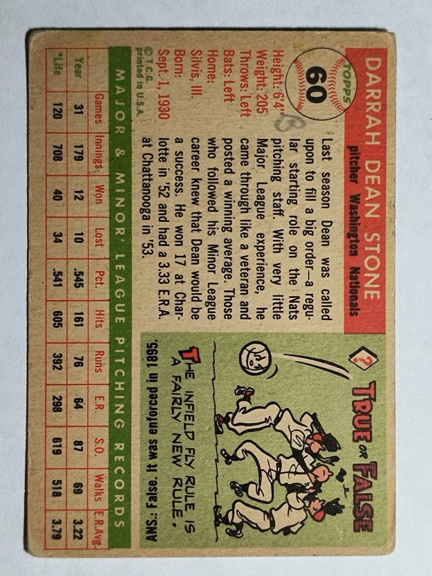 1955 Topps #60 Dean Stone (VG)