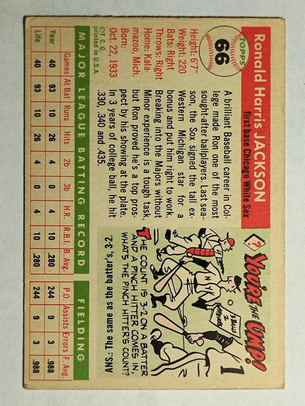 1955 Topps #66 Ron Jackson RC (VGEX)