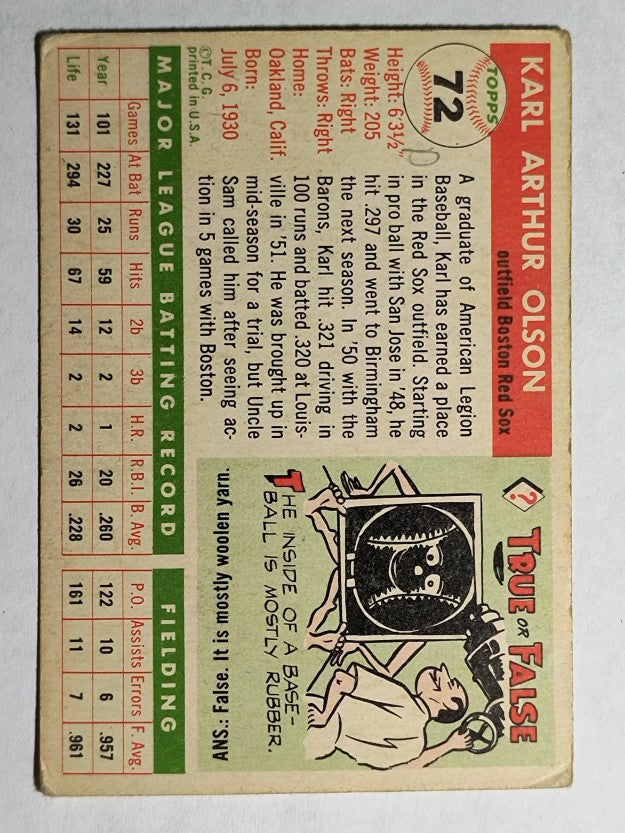 1955 Topps #72 Karl Olson (GOOD)