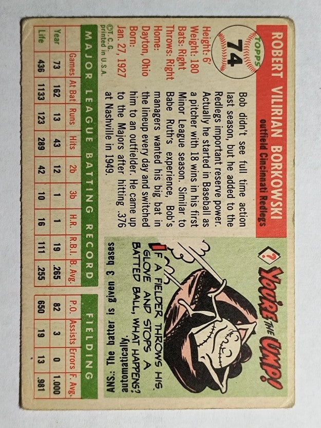 1955 Topps #74 Bob Borkowski (VG)