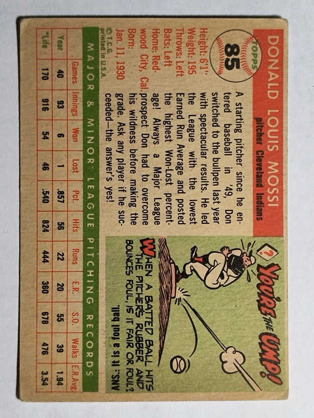 1955 Topps #85 Don Mossi RC (VG)
