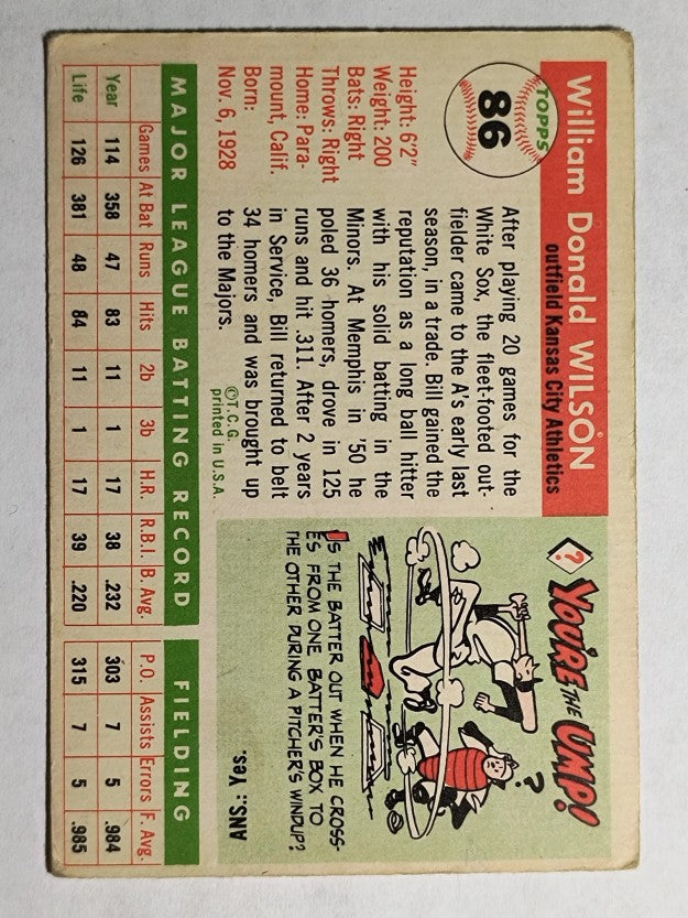 1955 Topps #86 Bill Wilson (VG)