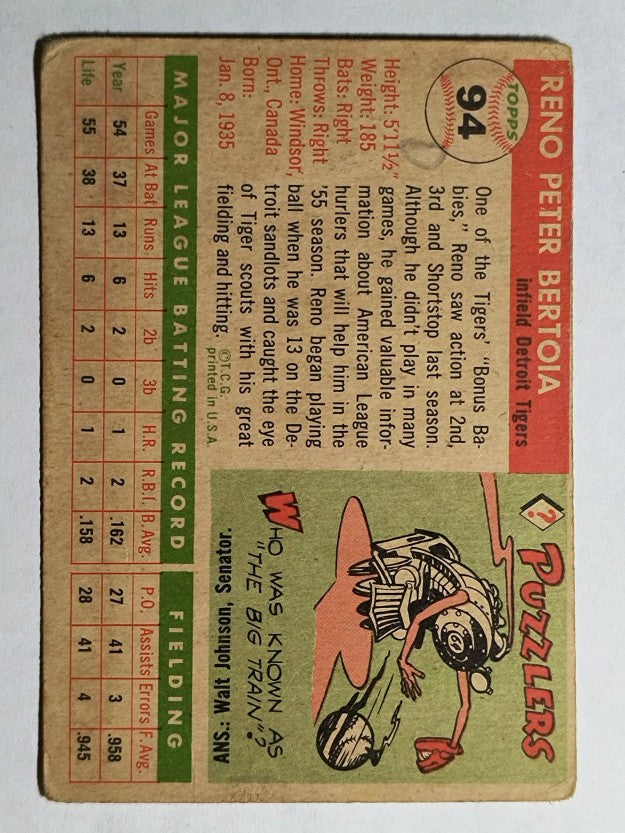 1955 Topps #94 Reno Bertoia (GOOD)