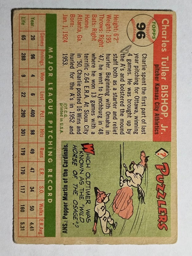 1955 Topps #96 Chuck Bishop (GOOD)