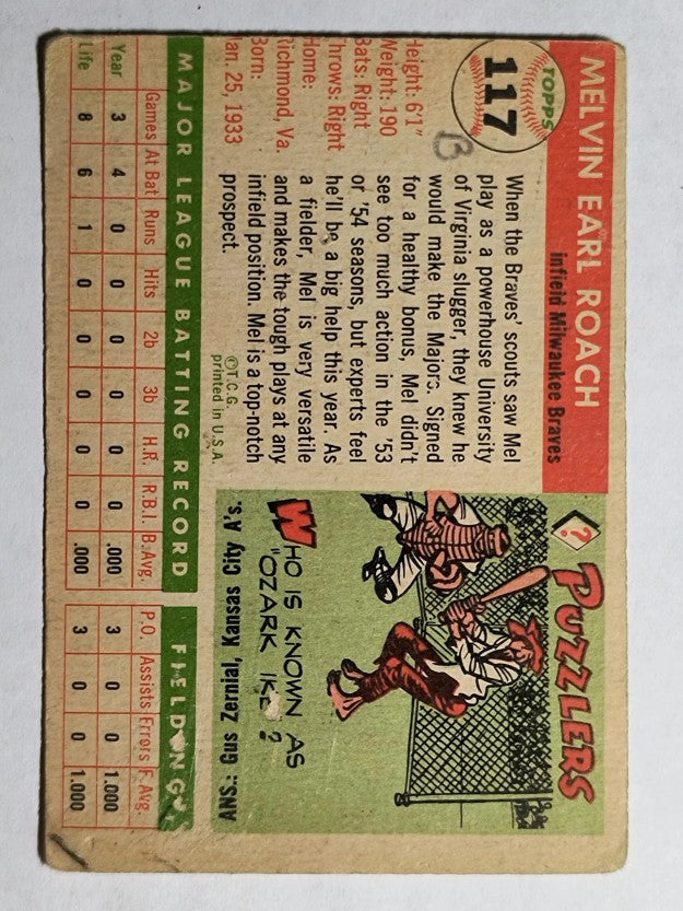 1955 Topps #117 Mel Roach (GOOD)