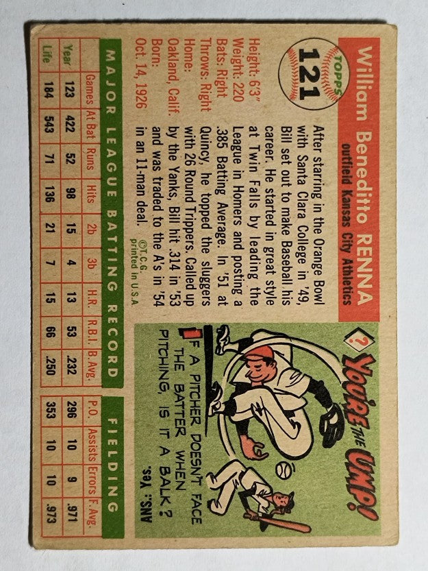 1955 Topps #121 Bill Renna (VGEX)