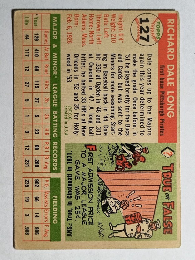 1955 Topps #127 Dale Long RC (VG)