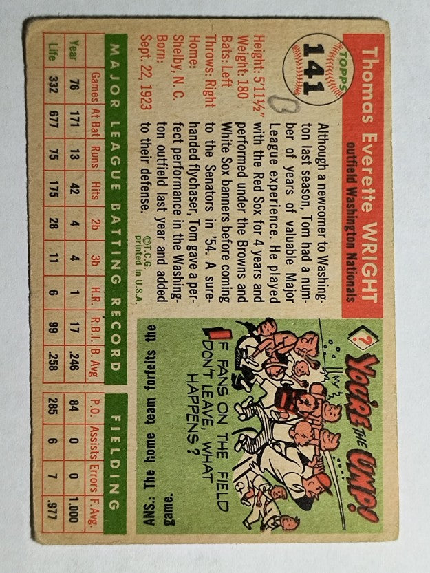 1955 Topps #141 Tom Wright (GOOD)