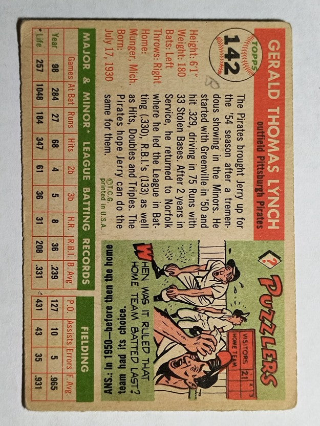 1955 Topps #142 Jerry Lynch (VG)