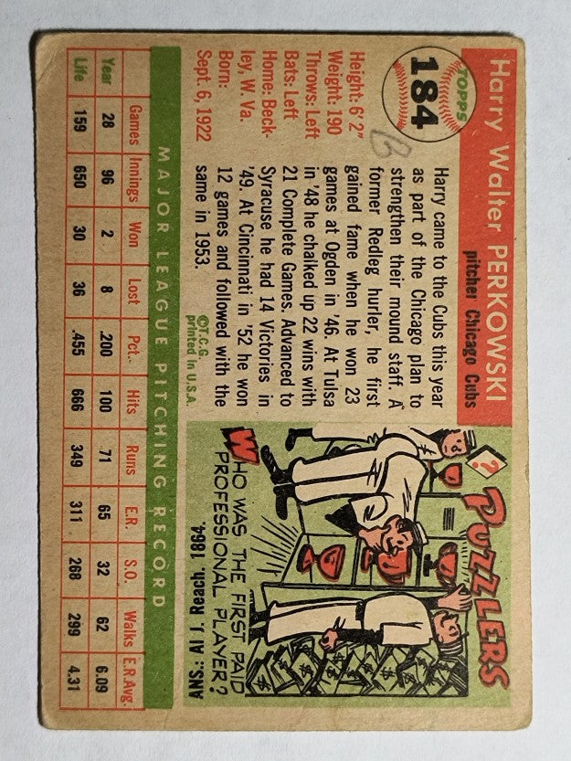 1955 Topps #184 Harry Perkowski (VG)