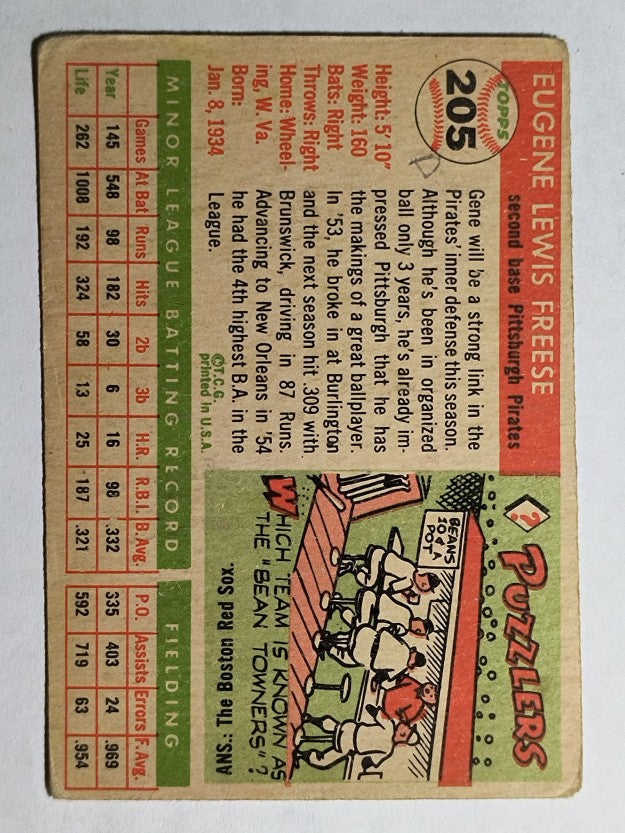 1955 Topps #205 Gene Freese RC (VG)