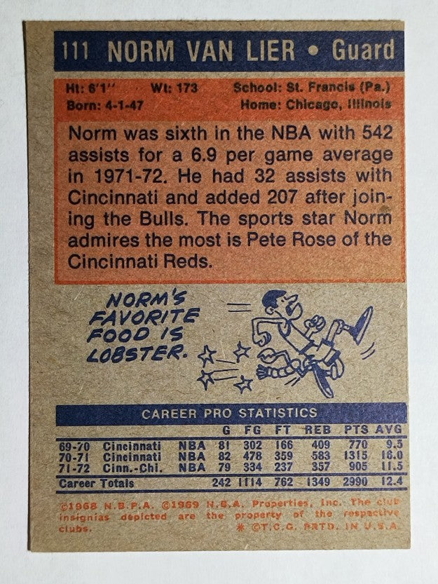 1972-73 Topps #111 Norm Van Lier (EX)