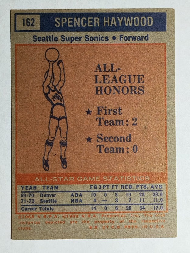 1972-73 Topps #162 Spencer Haywood AS (EX)