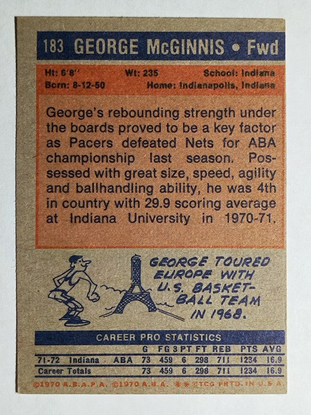 1972-73 Topps #183 George McGinnis RC (EX)