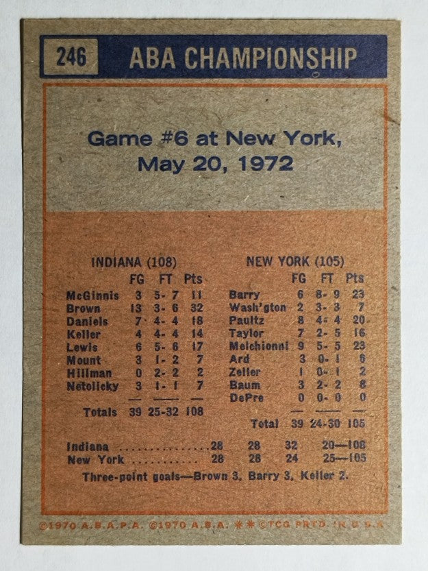 1972-73 Topps #246 ABA Playoffs G6/Tight Defense (EX)
