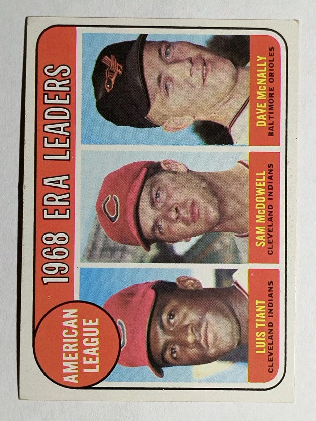 1969 Topps #7 AL ERA Leaders/Luis Tiant/Sam McDowell/Dave McNally (EXMT)