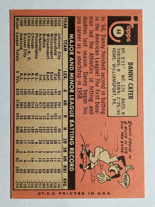 1969 Topps #44 Danny Cater (EXMT)