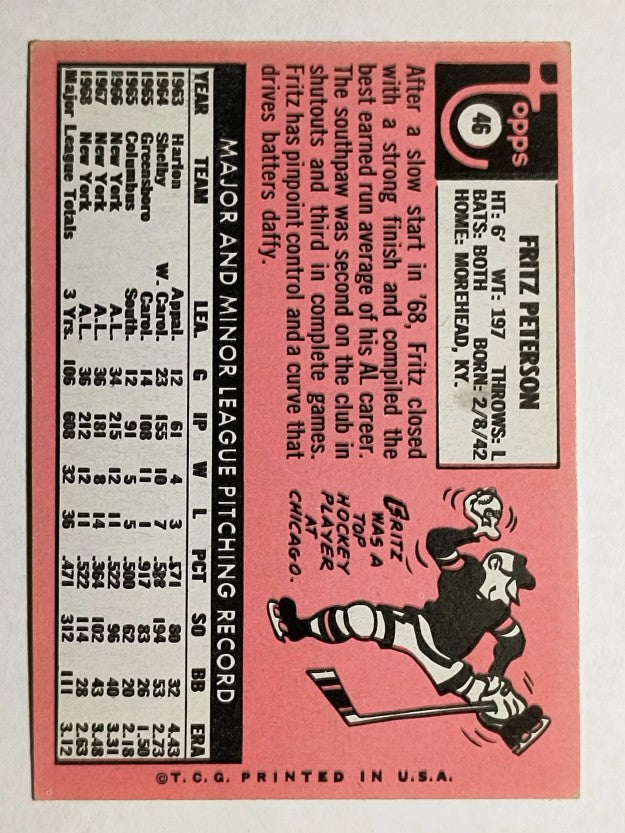 1969 Topps #46 Fritz Peterson (EX)