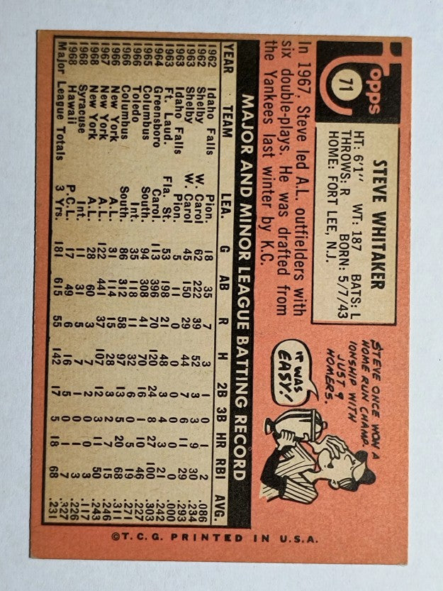 1969 Topps #71 Steve Whitaker (EX)