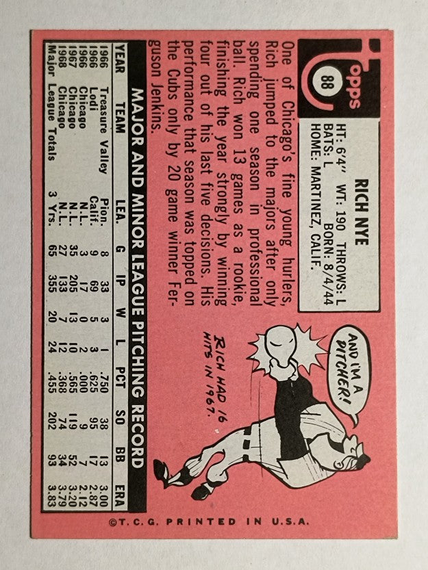 1969 Topps #88 Rich Nye (EXMT)