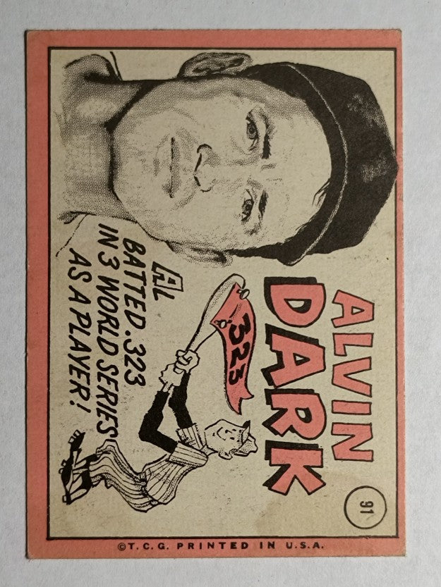 1969 Topps #91 Alvin Dark MG (VG)