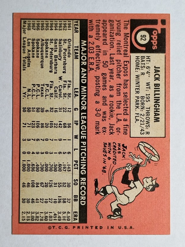 1969 Topps #92 Jack Billingham (NM)