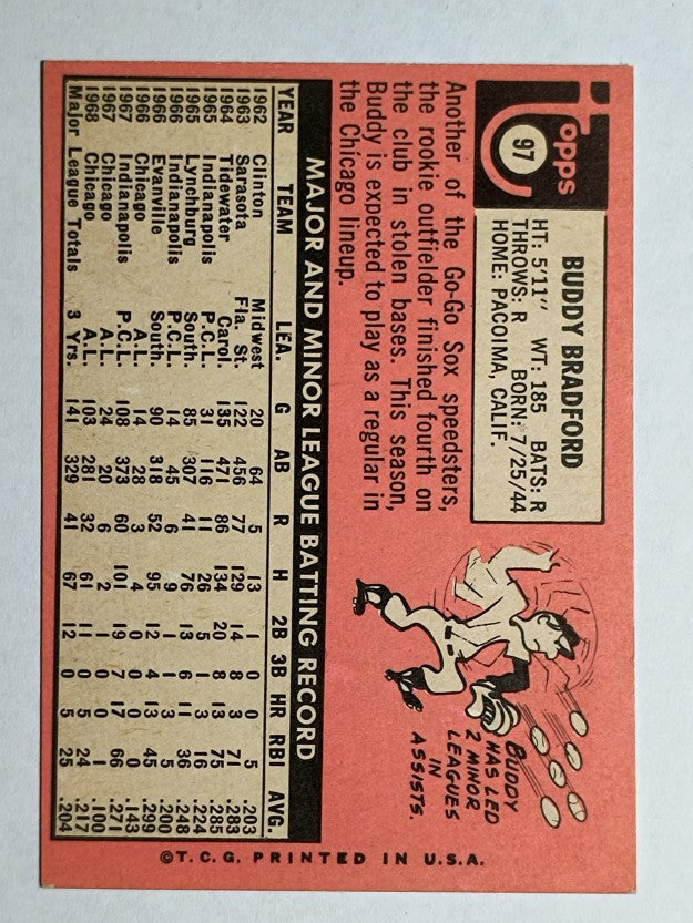 1969 Topps #97 Buddy Bradford (EX)