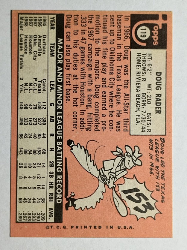 1969 Topps #119 Doug Rader (EXMT)
