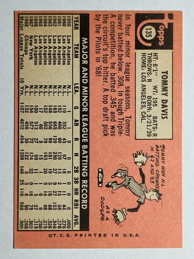1969 Topps #135 Tommy Davis (EXMT)