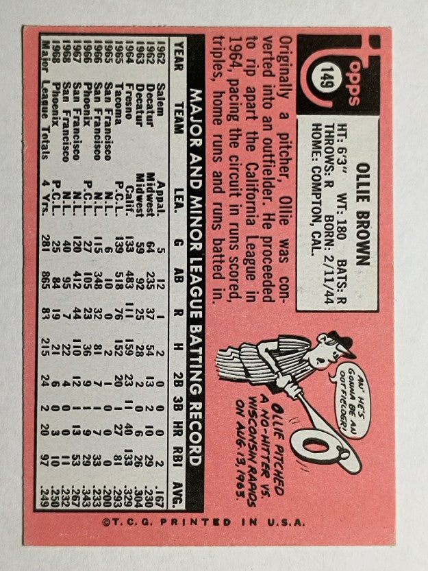 1969 Topps #149 Ollie Brown (EXMT)