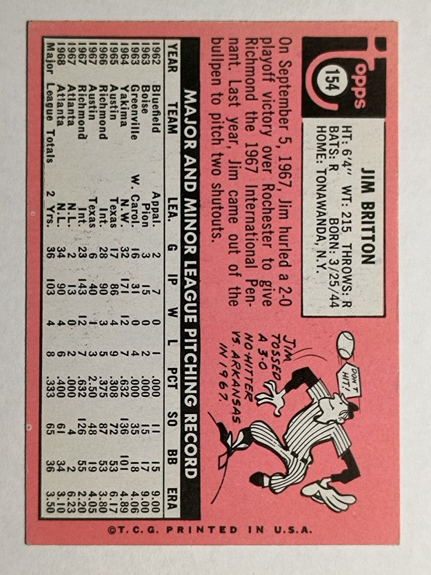 1969 Topps #154 Jim Britton (EX)