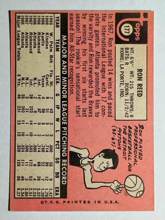 1969 Topps #177 Ron Reed (EXMT)